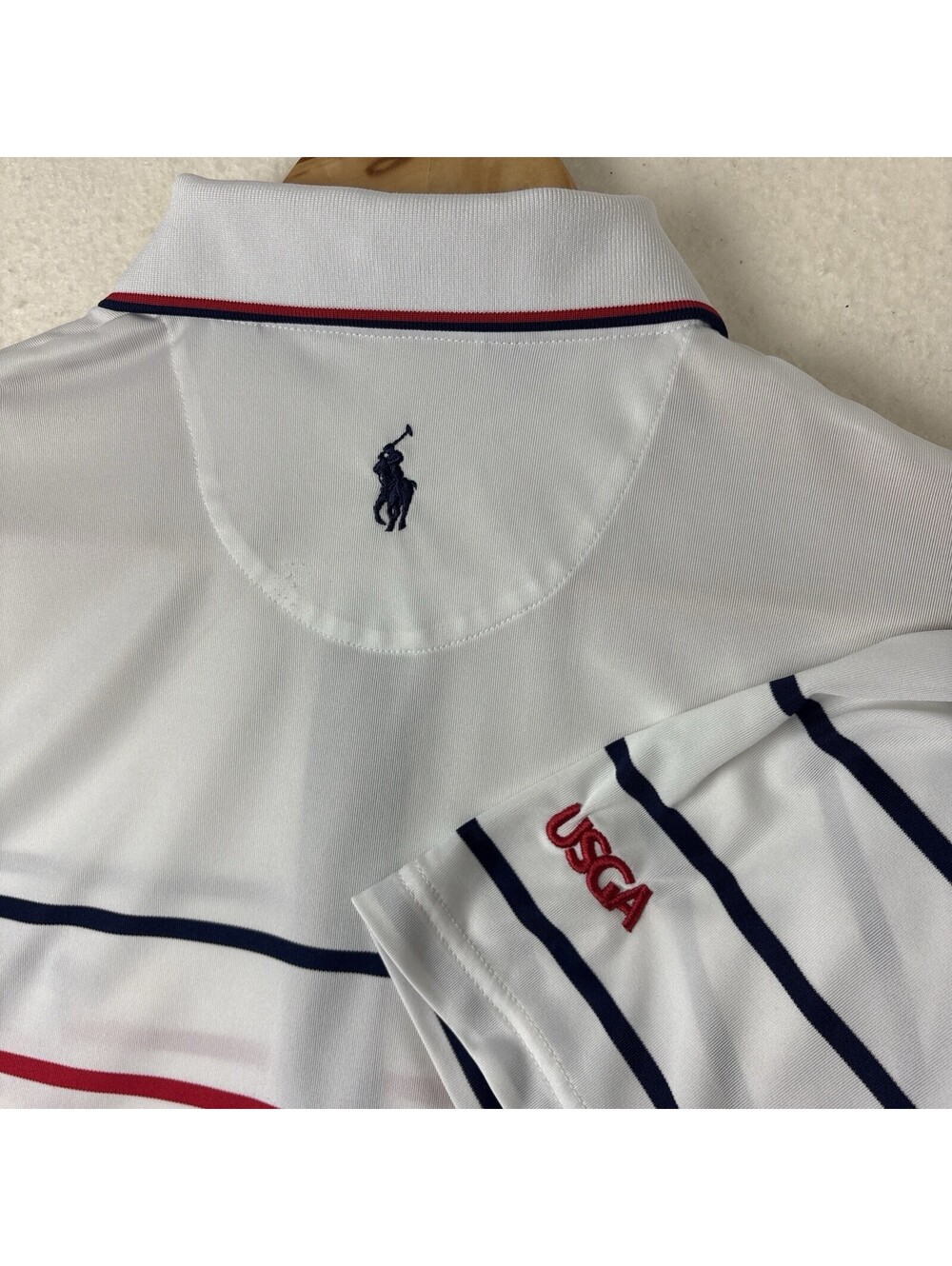US Open Collection by Ralph Lauren Polo Shirt Mens L Striped Pebble Beach 2019 - Picture 7 of 9